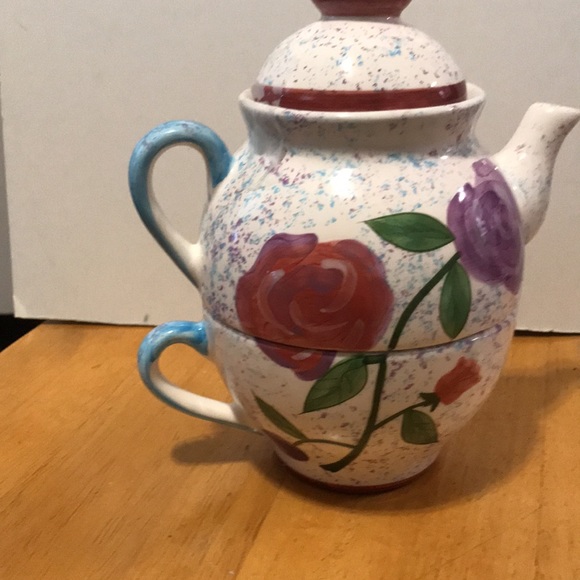 3 pc porcelain Tea for One  teapot n cup - Picture 4 of 9